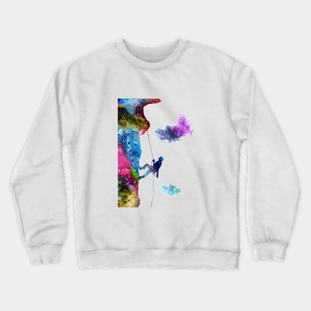 Rock climbing extreme sport man Crewneck Sweatshirt by RosaliArt